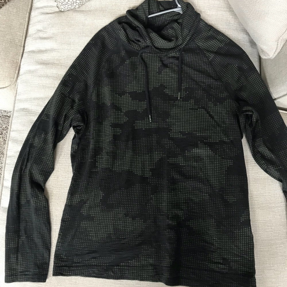 Express Black and Green Camo Tube Neck Shirt